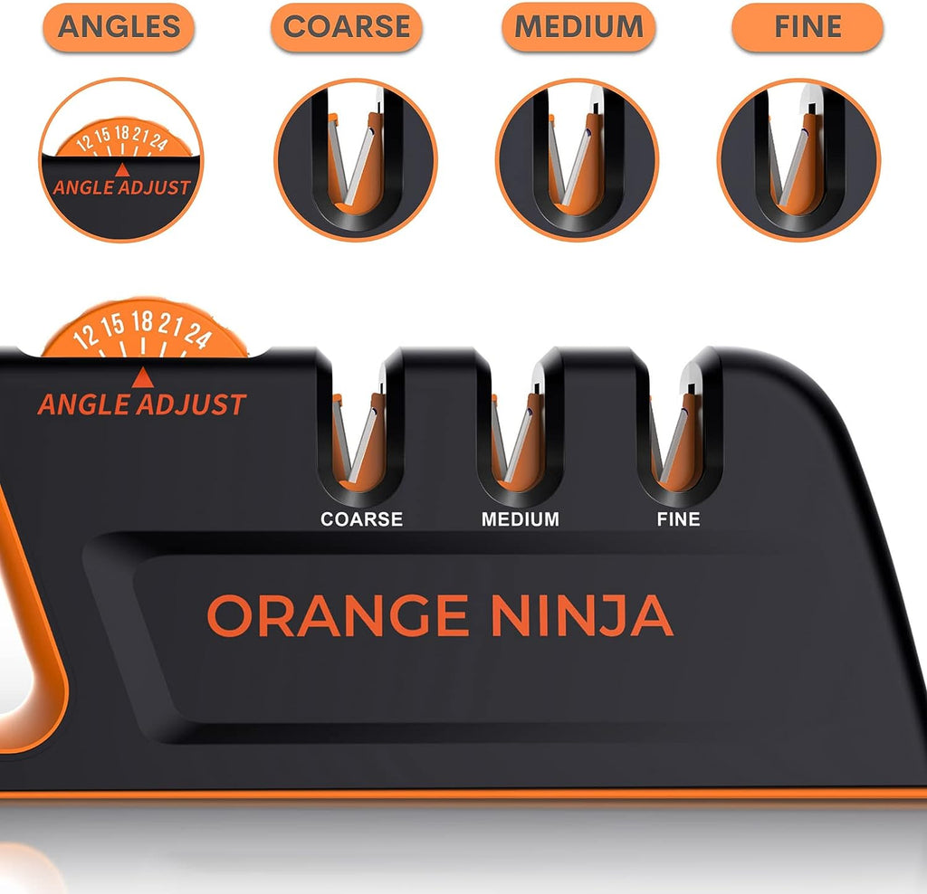 Orange Ninja All-in-1 Garden Tool & Knife Sharpener for Lawn Mower  Blade,Scissors, Axe, Hatchet, Machete, Pruner, Hedge Shears by Sharp Pebble