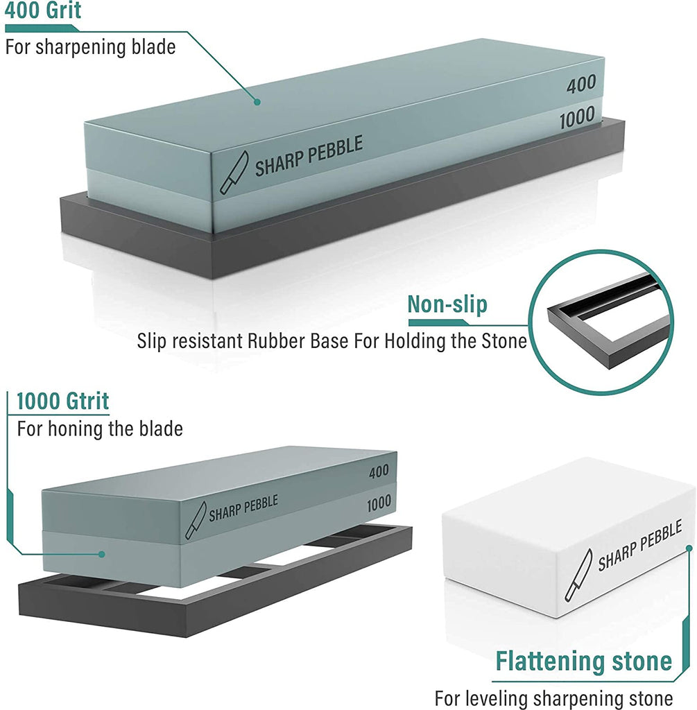 Premium Knife Sharpening Stone Set – 400/1000 and 3000/8000-Grit  Professional, Safe Knife Sharpener Set – Whetstone Set Includes Flattening  Stone