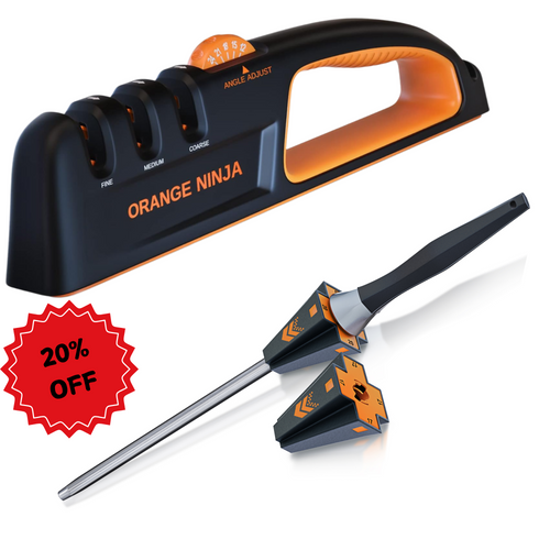 Orange Ninja Knife Sharpener with 5 Adjustable Sharpening Angle And Adjustable Honing Rod