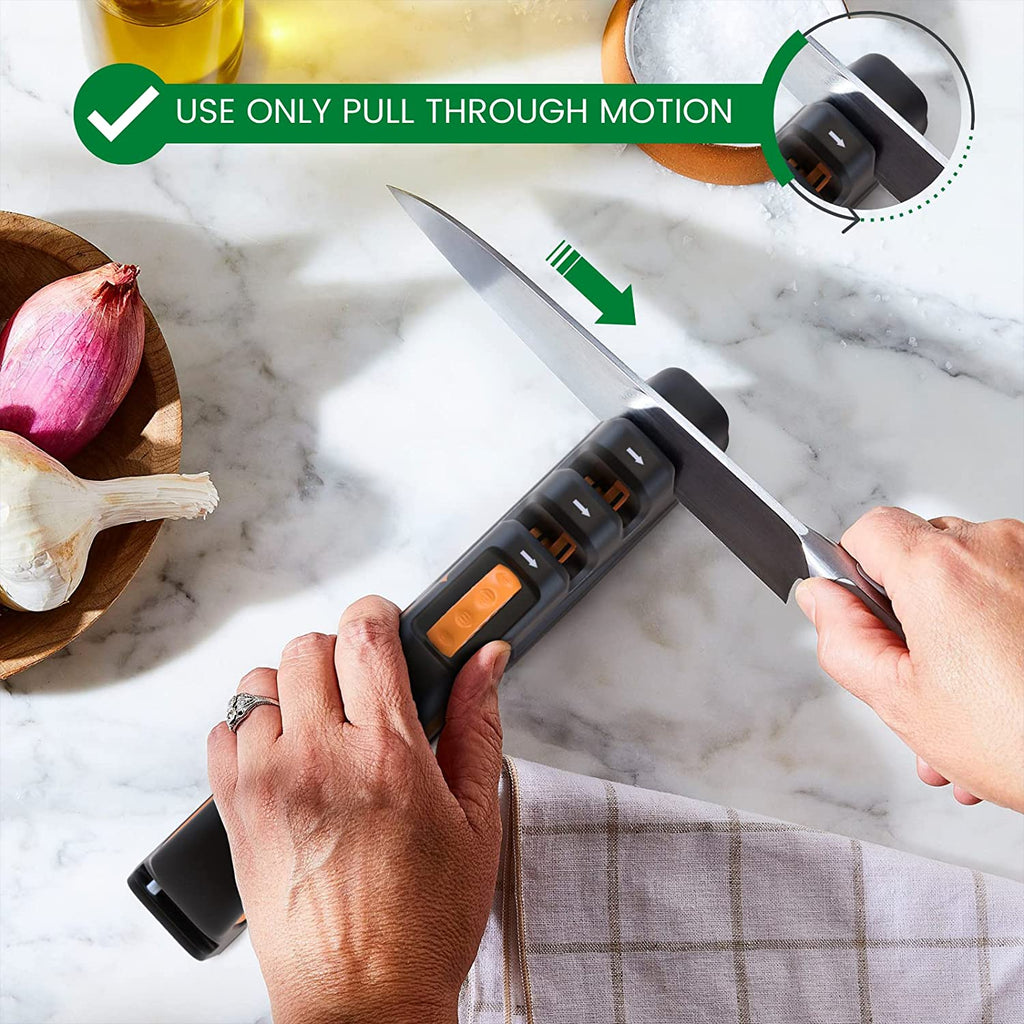 Sharp Pebble Orange Ninja Kitchen Knife Sharpener with 5 Adjustable ...