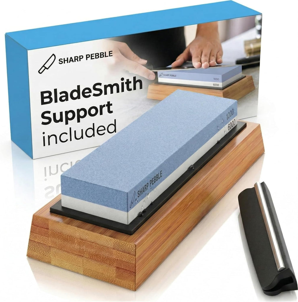 Limestone Sharpner Sharp Pebble Knife Sharpening Stone Grit 1000/6000- Whetstone Knife ...