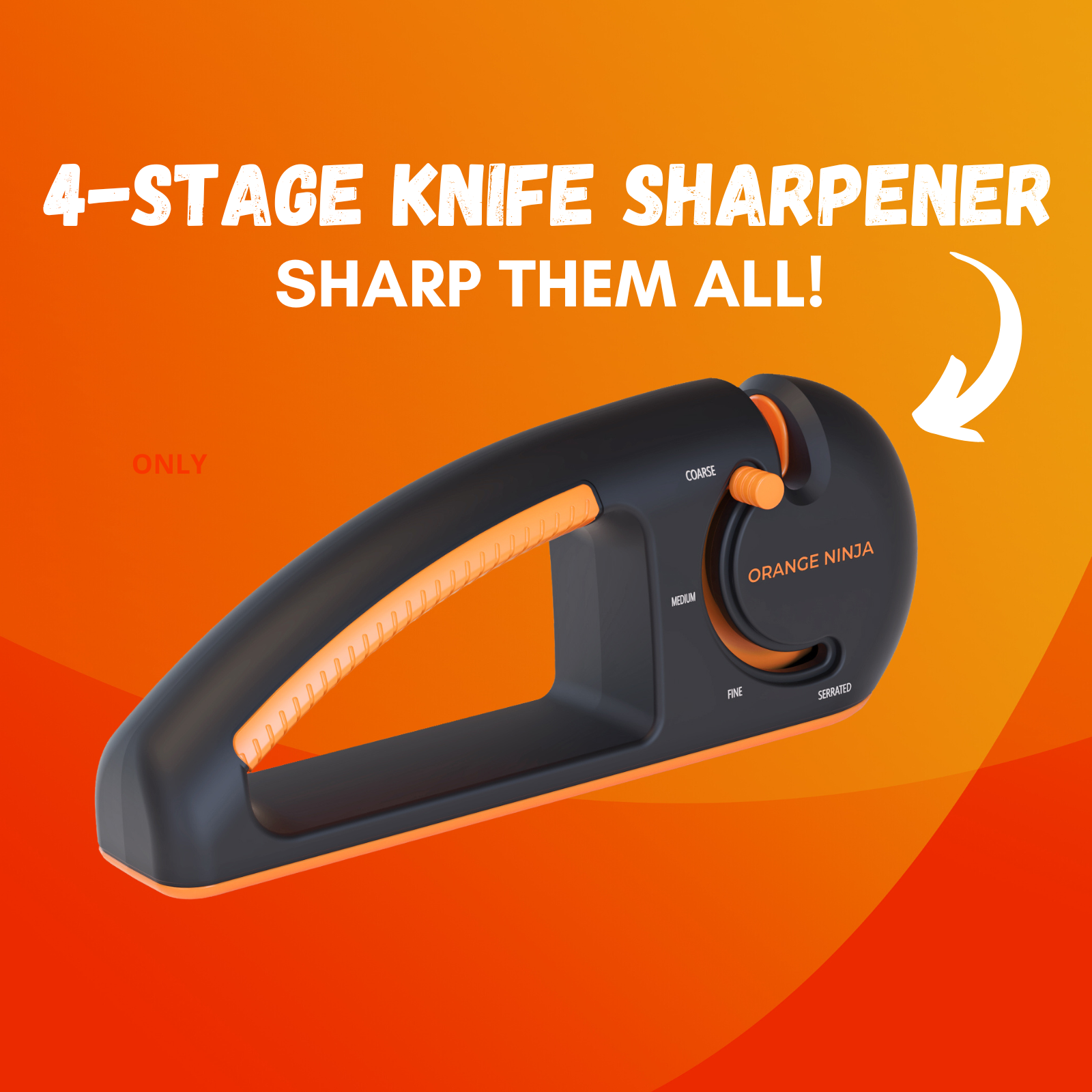 Sharp Pebble Orange Ninja Kitchen Knife Sharpener with 5