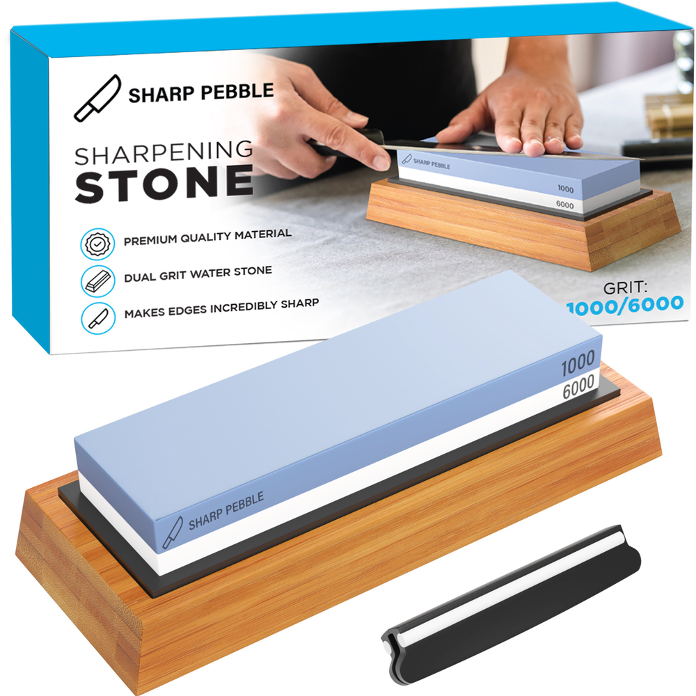The Sharp Pebble® Complete Sharpening System: 1000/6000 Grit & Angle Guide