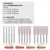 Sharp Pebble 5/32" 3/16" 7/32" Chainsaw Sharpener Bits & Collets, 19-Piece