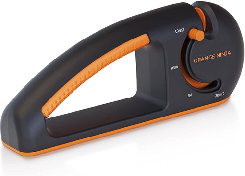 Orange Ninja 4-Stage Knife Sharpener for Kitchen Knives, Pocket knife Sharpener, Chef & Serrated Knife
