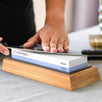 Sharp Pebble 1000/6000 Knife Sharpening Stone with Large Dual Grit Flattening Stone with NonSlip Bamboo Base & Angle Guide