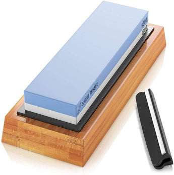 Knife Sharpening Stone Set, HMPLL Whetstone Knife Sharpener Stone Set 4  Side Grit 400/1000 3000/8000, Professional Include Non-Slip Bamboo Base