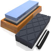 Sharp Pebble 1000/6000 Knife Sharpening Stone with Large Dual Grit Flattening Stone with NonSlip Bamboo Base & Angle Guide