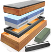 Sharp Pebble Sharpening Stone Kit- Dual Grit Whetstone 1000/6000 - Bamboo Leather Strop - Non Slip Bamboo Base, Angle Guide & Green Polishing/Honing Compound