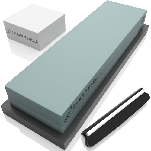 Sharp Pebble Sharpening Stones Grit 400/1000 with Flattening Stone & Angle Guide