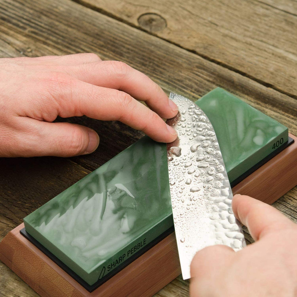 Sharp Pebble Knife Sharpening Stone Kit-Grit 1000/6000 Wet Stone-built in Angle Guides 15/17/20/22 Degrees- Professional Whetstone Knife Sharpener